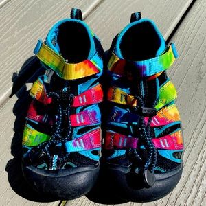 Keens multicoloured tie dyed sandals. Size 2